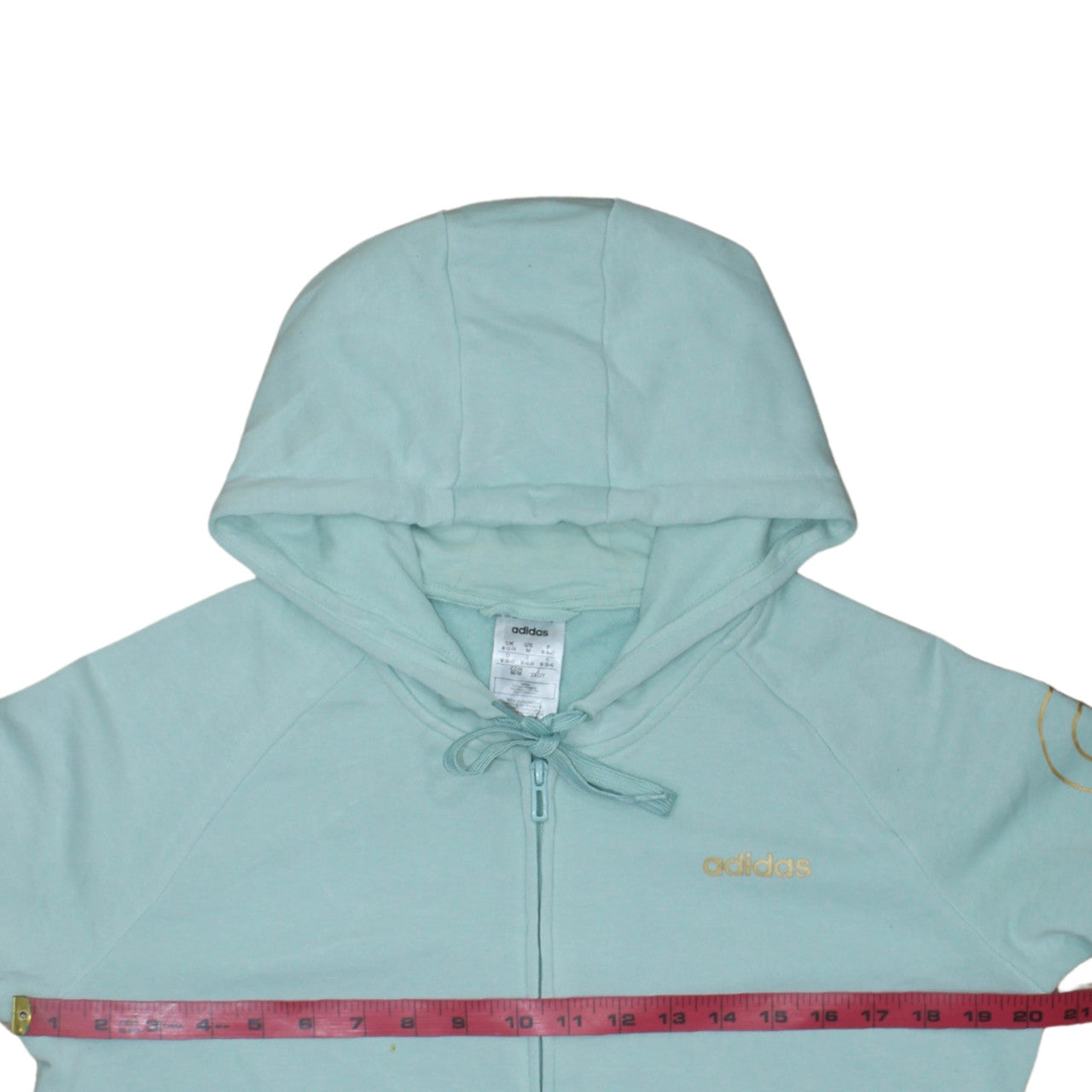 Adidas Women’s Blue Full Zip Hoodie Size M 12-14 Logo Print Casual