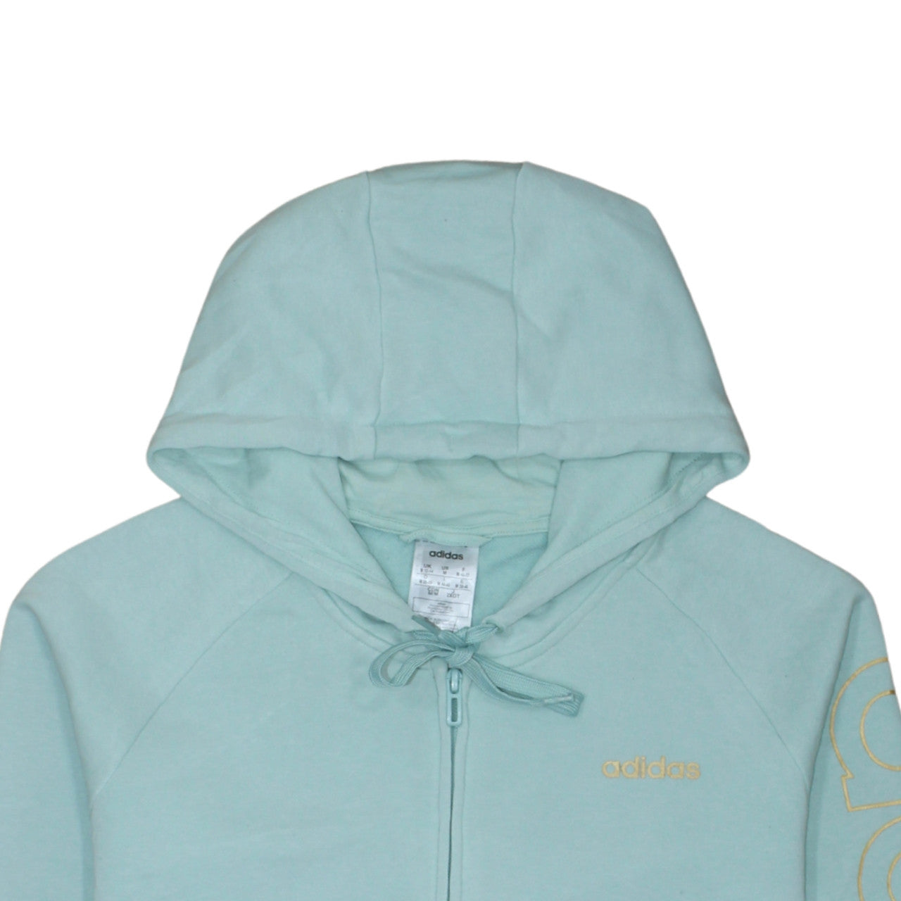 Adidas Women’s Blue Full Zip Hoodie Size M 12-14 Logo Print Casual