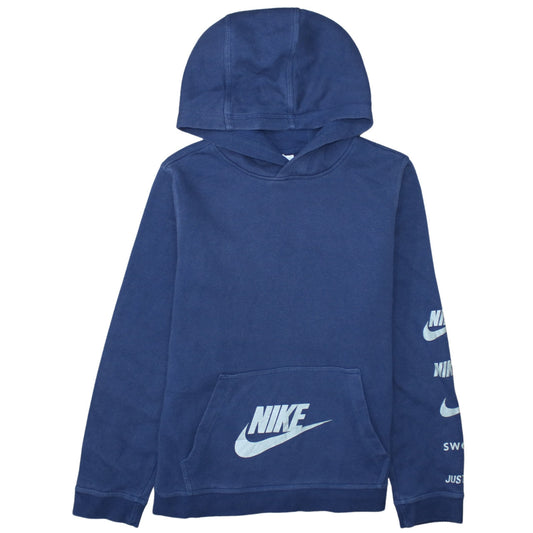 Nike Boys Blue Pullover Hoodie XL 158-170cm Logo Print Sweatshirt