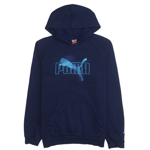 Puma Boys Navy Blue Pullover Hoodie Size 16 (176) Logo Print