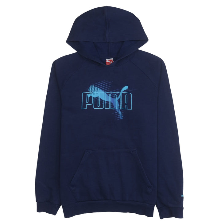 Puma Boys Navy Blue Pullover Hoodie Size 16 (176) Logo Print