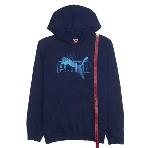 Puma Boys Navy Blue Pullover Hoodie Size 16 (176) Logo Print