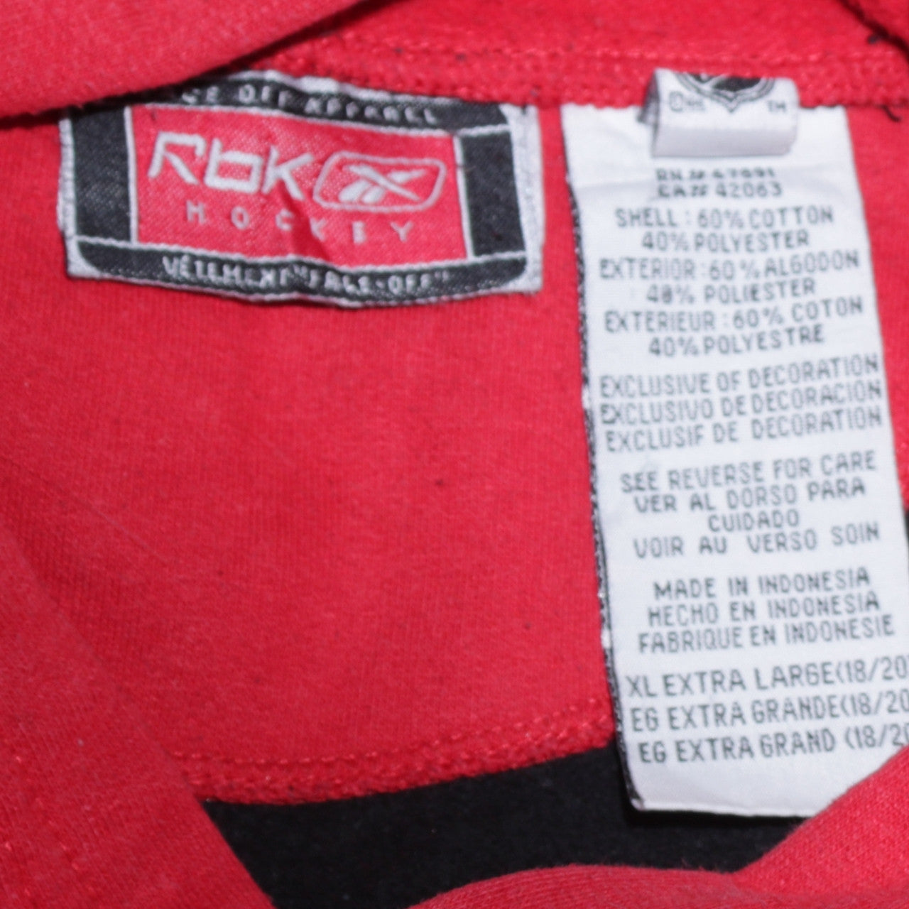 Reebok Hockey Women's Red & Black Pullover Hoodie Size XL Cotton Blend