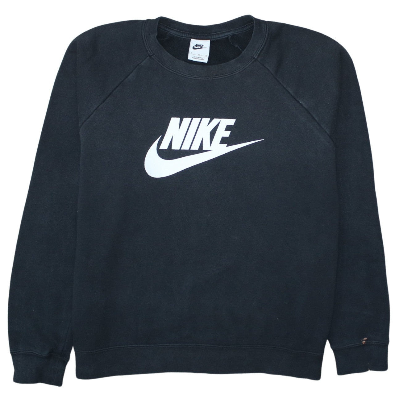 Nike Women Black XL Pullover Sweatshirt Crew Neck Cotton Blend Logo