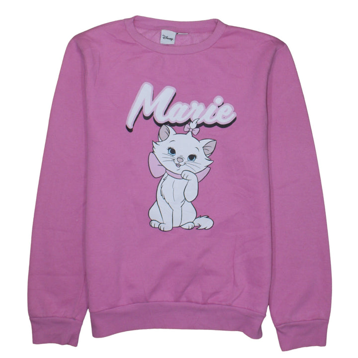 Disney Women Pink Marie Sweatshirt Long Sleeve Pullover Fun Casual