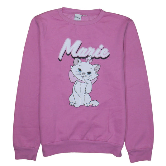 Disney Women Pink Marie Sweatshirt Long Sleeve Pullover Fun Casual
