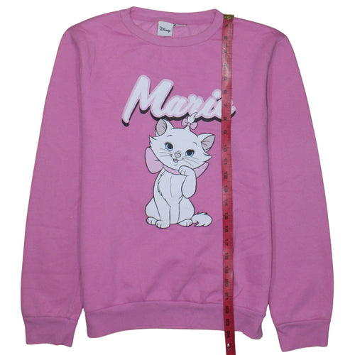Disney Women Pink Marie Sweatshirt Long Sleeve Pullover Fun Casual