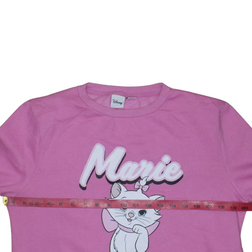 Disney Women Pink Marie Sweatshirt Long Sleeve Pullover Fun Casual