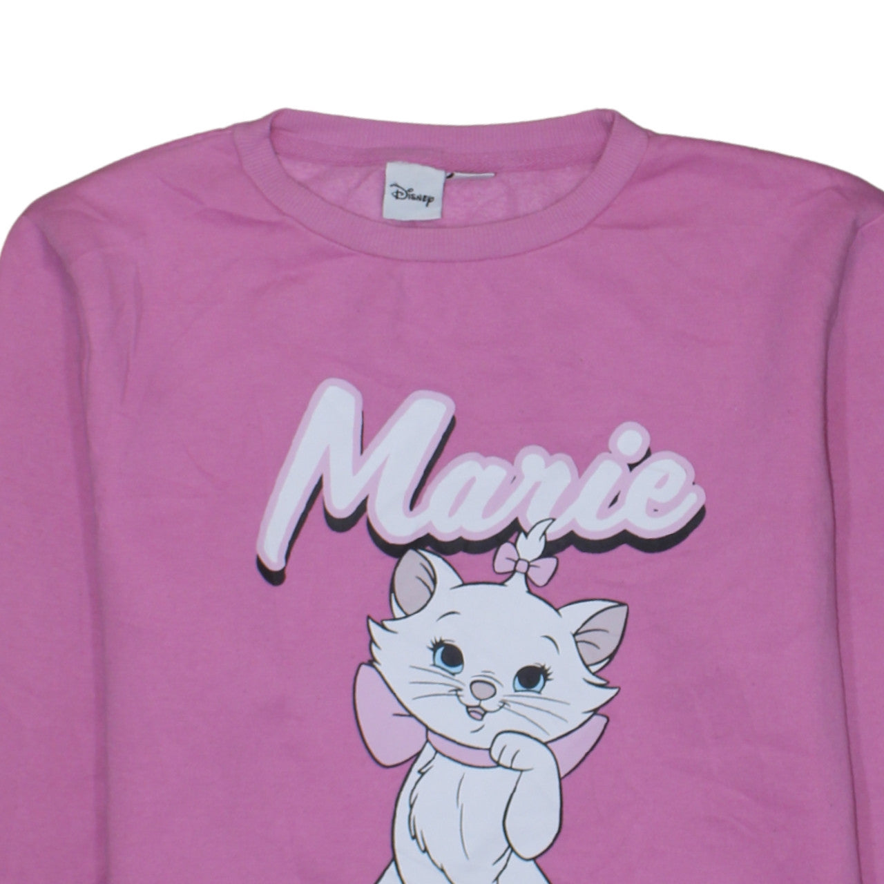 Disney Women Pink Marie Sweatshirt Long Sleeve Pullover Fun Casual