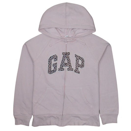 GAP Women Pink Full Zip Hoodie M Cotton Blend Graphic Logo