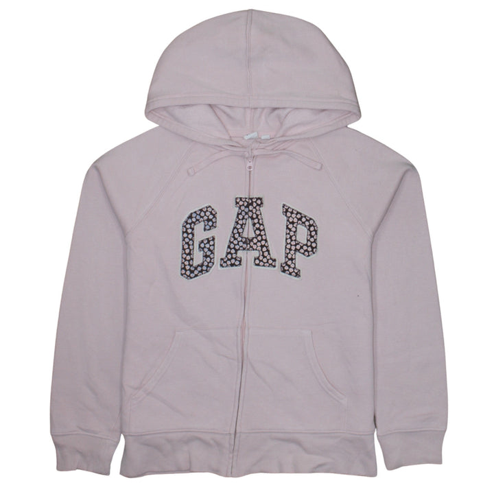 GAP Women Pink Full Zip Hoodie M Cotton Blend Graphic Logo