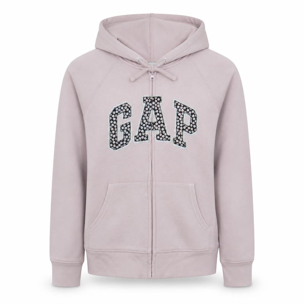 Gap Women Pink Full Zip Hoodie M Cotton Blend Graphic Logo