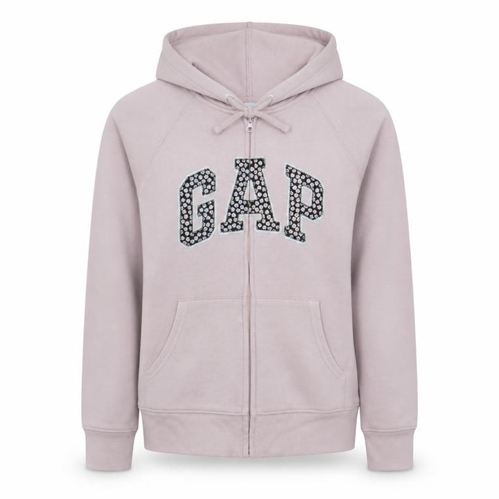 Gap Women Pink Full Zip Hoodie M Cotton Blend Graphic Logo