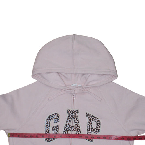 GAP Women Pink Full Zip Hoodie M Cotton Blend Graphic Logo