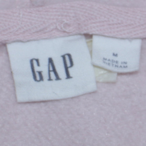 GAP Women Pink Full Zip Hoodie M Cotton Blend Graphic Logo