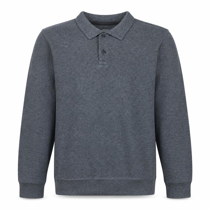 Gap Mens Grey XXL Collared Henley Sweatshirt Long Sleeve Cotton