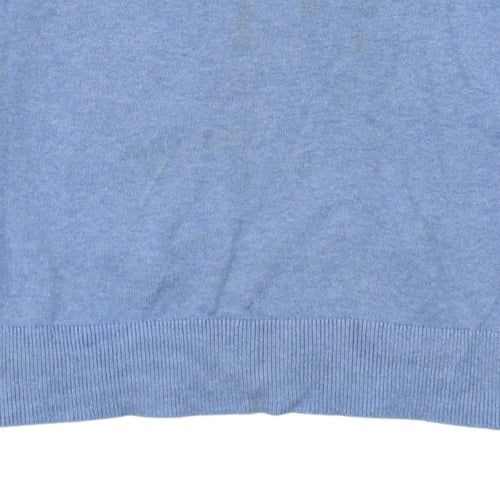 Tommy Hilfiger Men's Blue Cotton V-Neck Jumper Size S