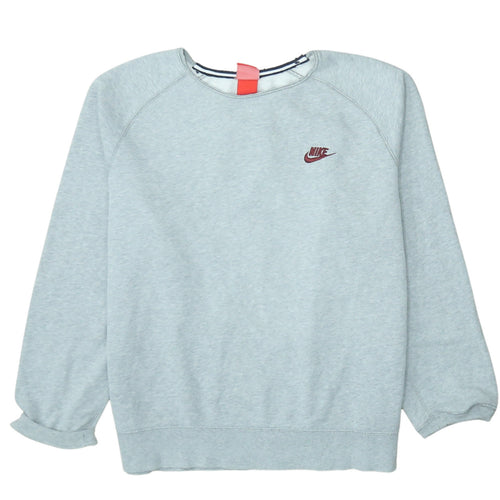 Nike Women Grey Crew Neck Pullover Sweatshirt L Cotton Blend Logo