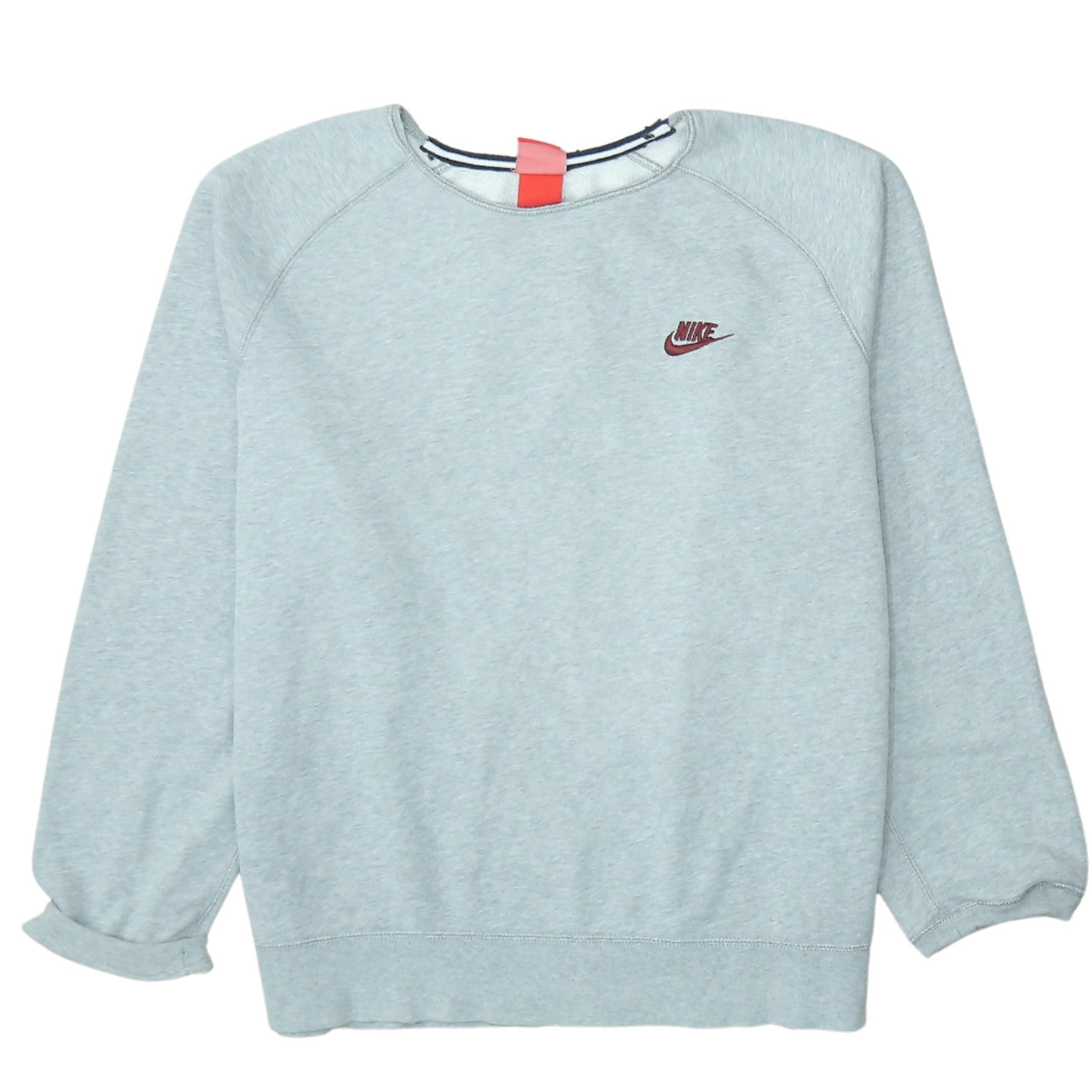Nike Women Grey Crew Neck Pullover Sweatshirt L Cotton Blend Logo