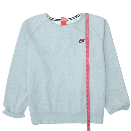 Nike Women Grey Crew Neck Pullover Sweatshirt L Cotton Blend Logo