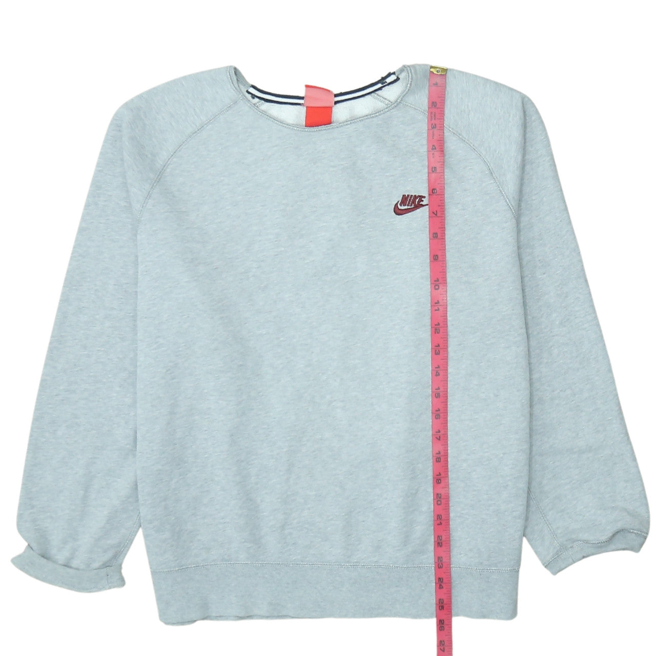 Nike Women Grey Crew Neck Pullover Sweatshirt L Cotton Blend Logo