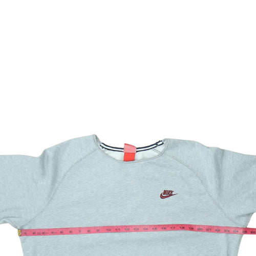 Nike Women Grey Crew Neck Pullover Sweatshirt L Cotton Blend Logo