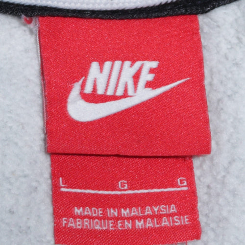 Nike Women Grey Crew Neck Pullover Sweatshirt L Cotton Blend Logo