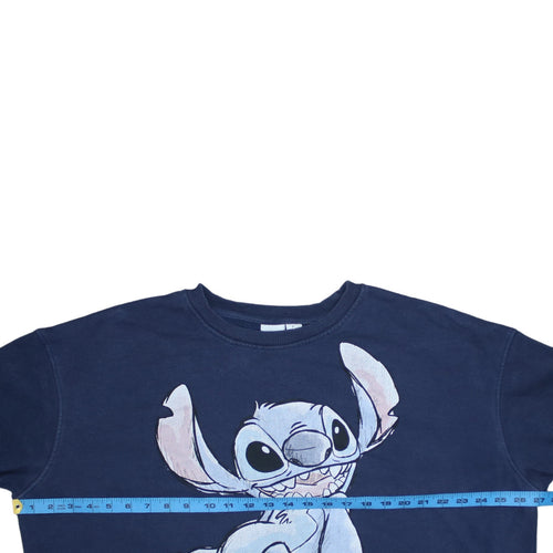 Disney Primark Womens Navy Stitch Sweatshirt L UK 14/16 Crew Neck Pullover