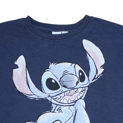 Disney Primark Womens Navy Stitch Sweatshirt L UK 14/16 Crew Neck Pullover