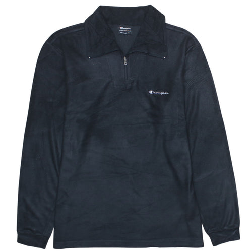 Champion Men's Black Fleece 1/4 Zip Sweatshirt L Regular Fit