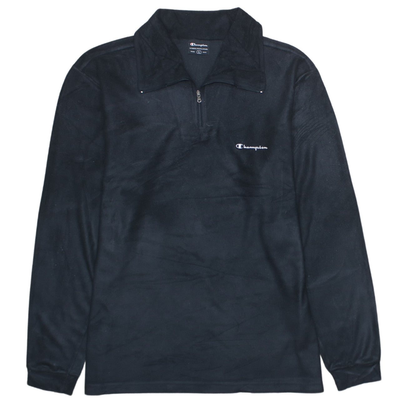Champion Men's Black Fleece 1/4 Zip Sweatshirt L Regular Fit
