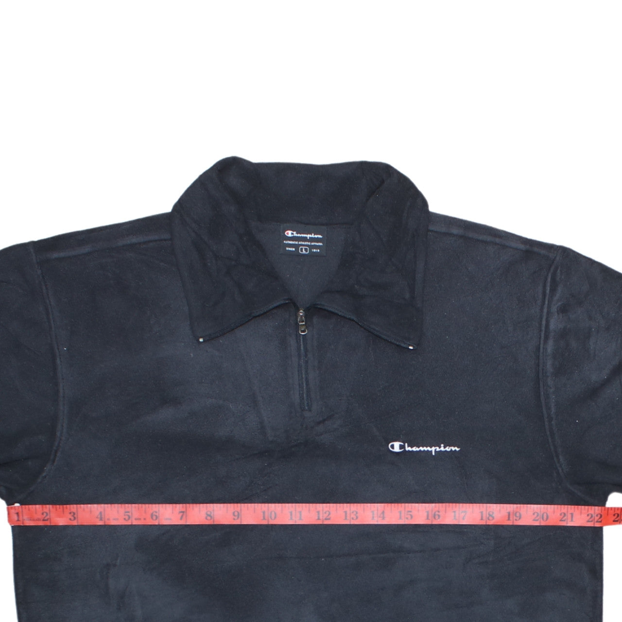 Champion Men's Black Fleece 1/4 Zip Sweatshirt L Regular Fit