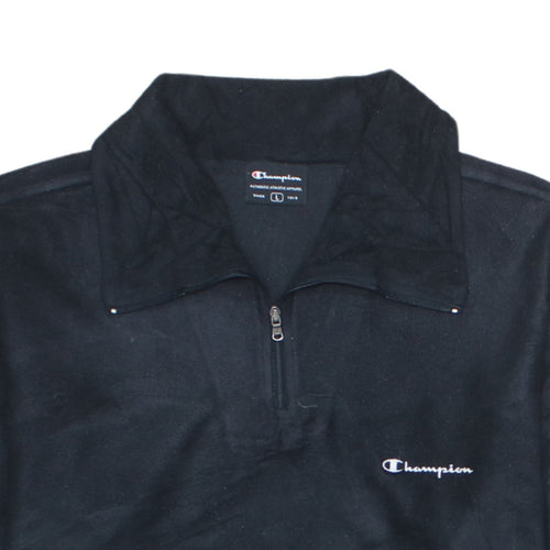 Champion Men's Black Fleece 1/4 Zip Sweatshirt L Regular Fit