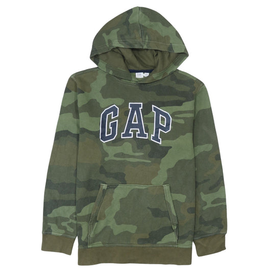 GAP Kids Boys Green Camouflage Pullover Hoodie XXL 14-16 Lined Cotton Blend