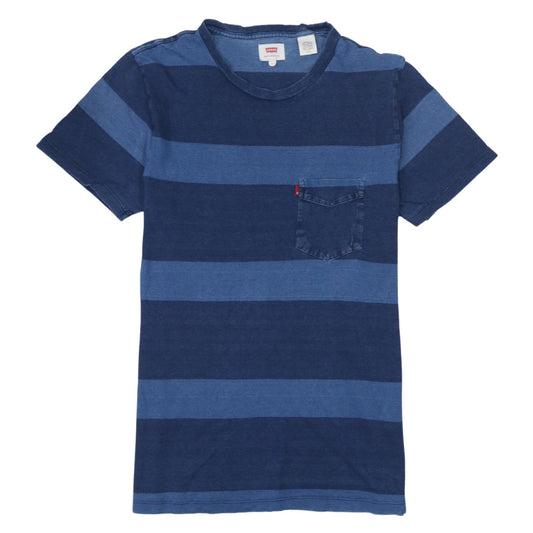 Levi's Men's Blue Striped Short Sleeve Cotton Crew Neck T-Shirt Size S