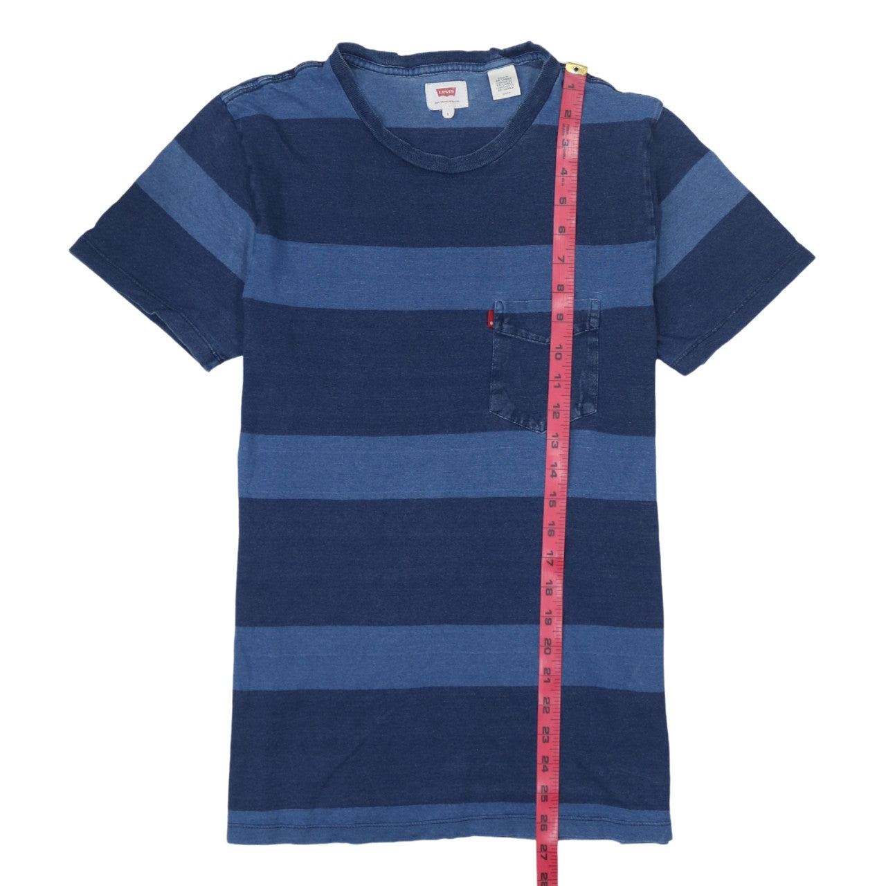 Levi's Men's Blue Striped Short Sleeve Cotton Crew Neck T-Shirt Size S