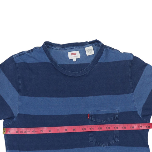 Levi's Men's Blue Striped Short Sleeve Cotton Crew Neck T-Shirt Size S