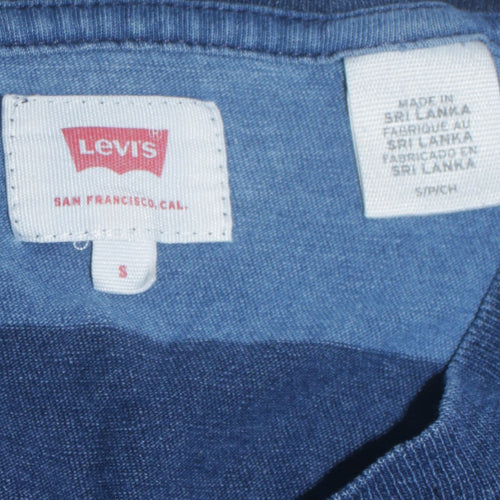 Levi's Men's Blue Striped Short Sleeve Cotton Crew Neck T-Shirt Size S