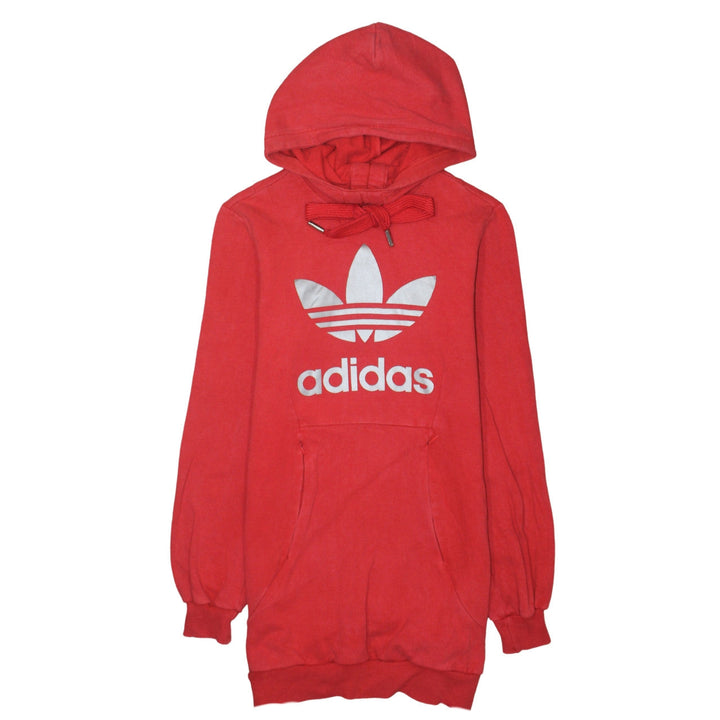 Adidas Womens Red Pullover Hoodie Size 10 Logo Print Hooded Sweatshirt