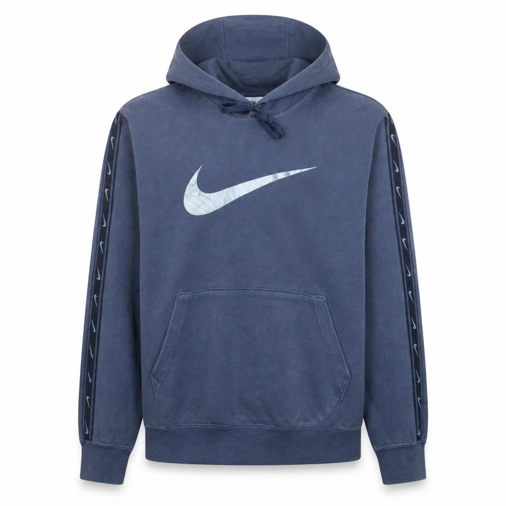 Front view of Nike Men's Blue Pullover Hoodie M Logo Sportswear Sweatshirt