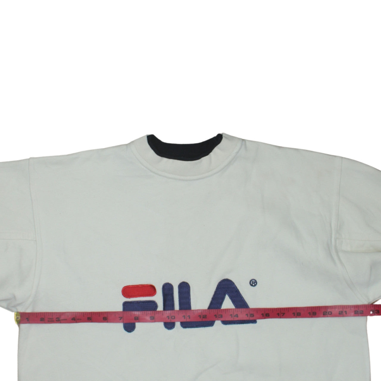 Fila Men's White Embroidered Logo Pullover Sweatshirt S Vintage