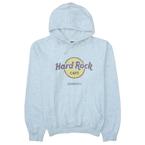 Hard Rock Cafe London Mens Grey Pullover Hoodie L Fleece Logo