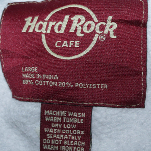 Hard Rock Cafe London Mens Grey Pullover Hoodie L Fleece Logo