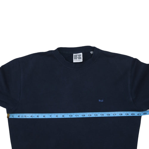 Russell Mens Blue Crew Neck Pullover Sweatshirt Size M