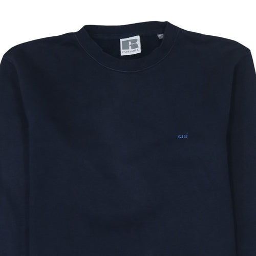 Russell Mens Blue Crew Neck Pullover Sweatshirt Size M