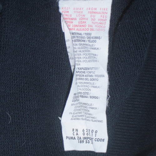 Puma Men’s Black Full Zip Hoodie Size M Cotton Blend