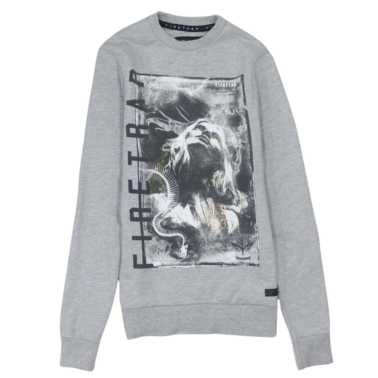 Firetrap Men Grey Graphic Crew Neck Sweatshirt Size S