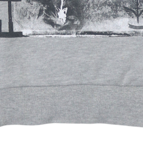 Firetrap Men Grey Graphic Crew Neck Sweatshirt Size S
