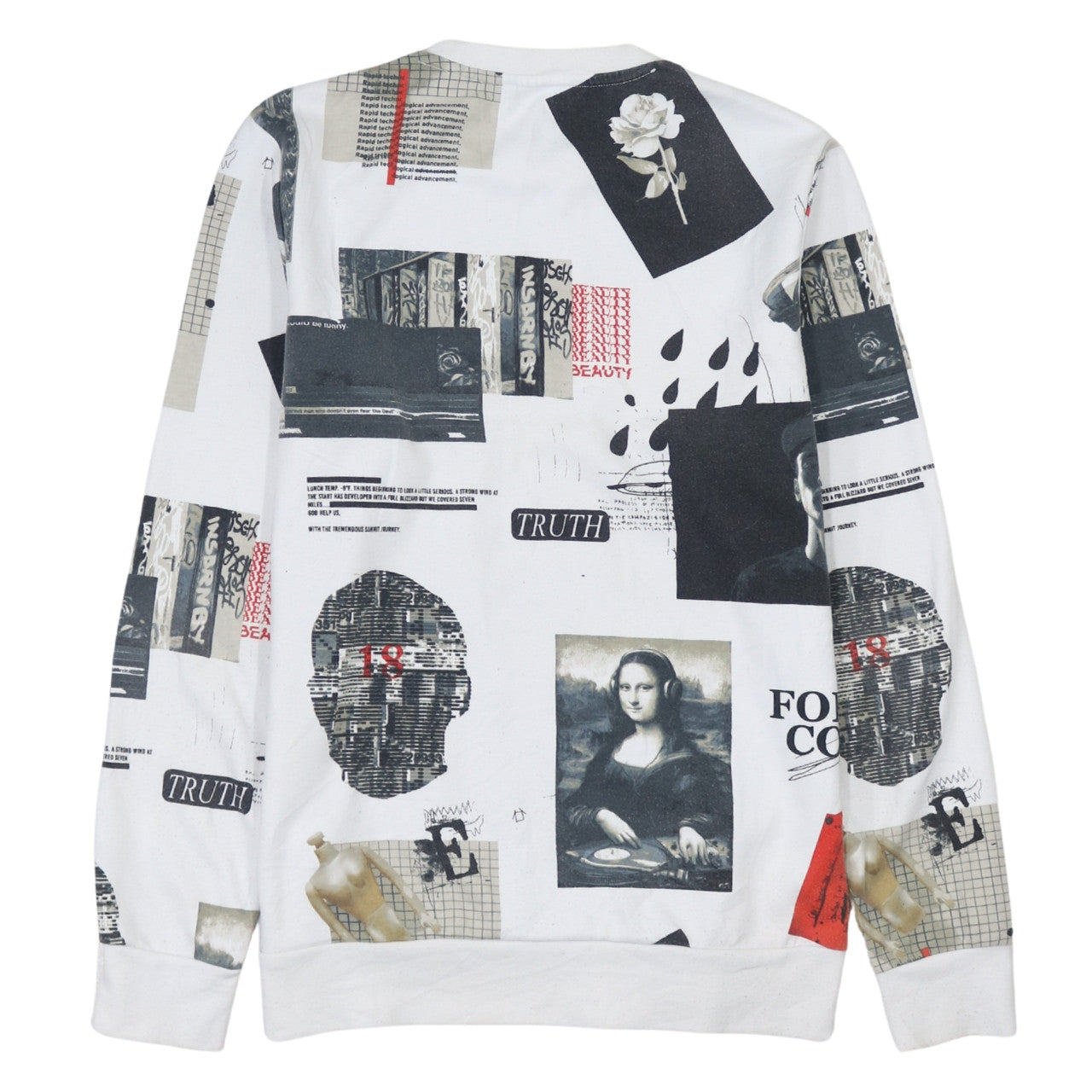 Cropp Men's White Graphic Art Print Pullover Sweatshirt Size S