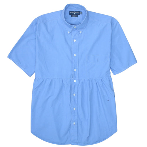 Ralph Lauren Women's Blue Shirt Dress Size 16 Short Sleeve Cotton